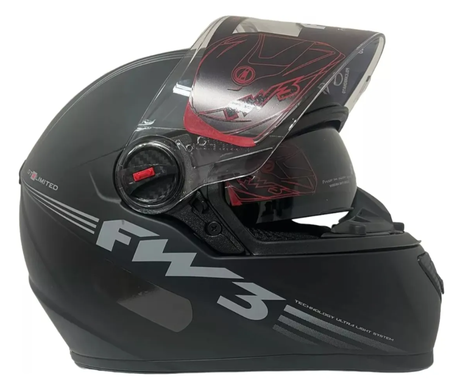 Capacete Moto Fechado FW3 Modelo GTX Limit Com Óculos Interno