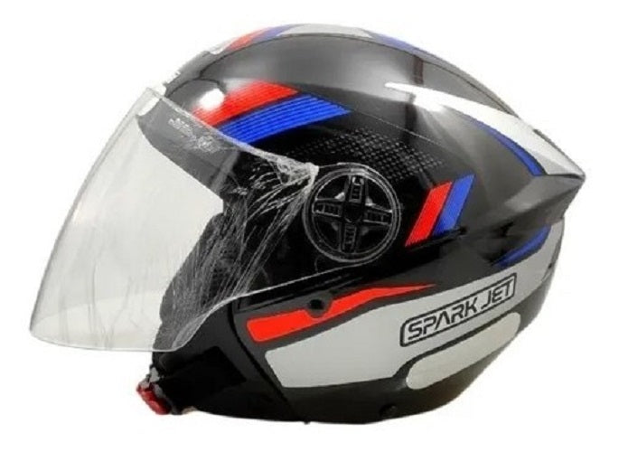 Capacete Aberto EBF Spark Jet Sting Brilhante Preto