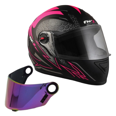Capacete Moto Fechado FW3 GT2 com Viseira e Narigueira e com Viseira Camaleão Extra