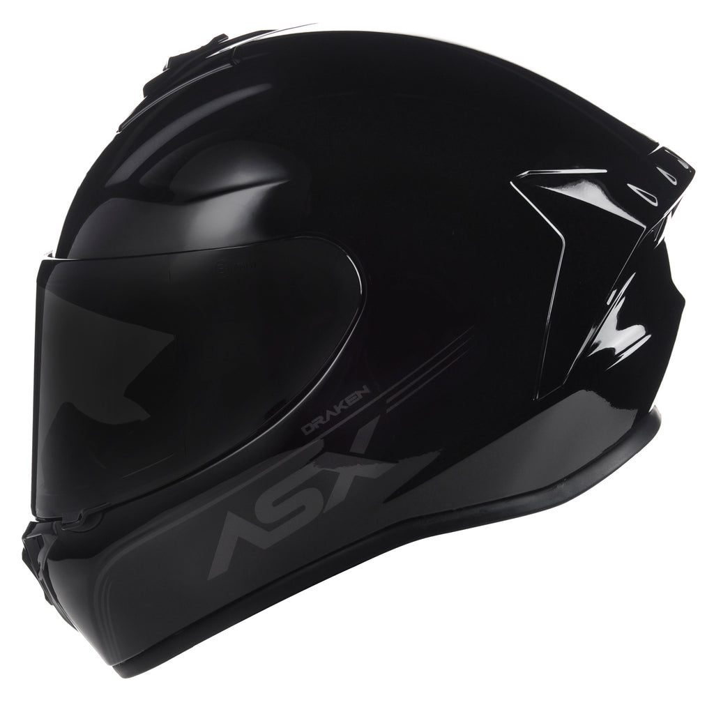 Capacete Integral Esportivo Asx Draken Solid Preto Viseira Cristal