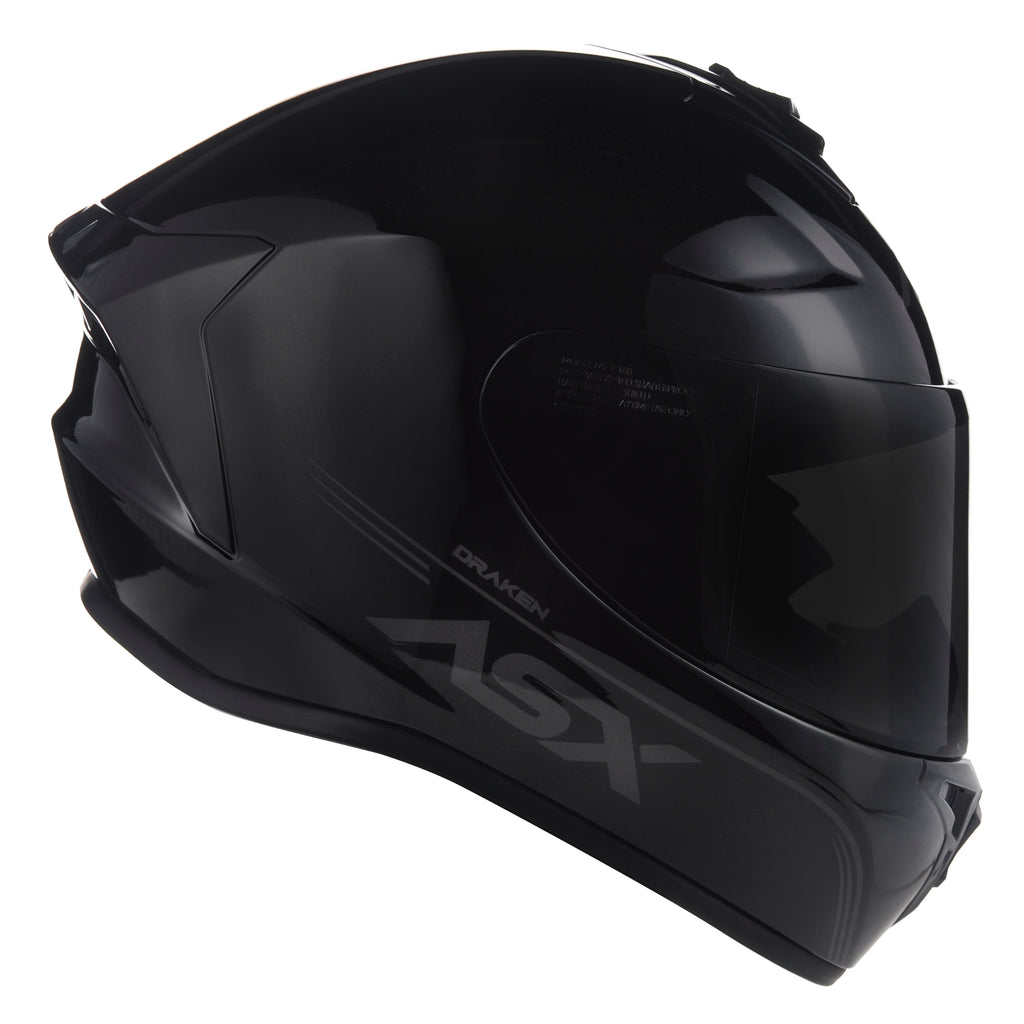Capacete Integral Esportivo Asx Draken Solid Preto Viseira Cristal