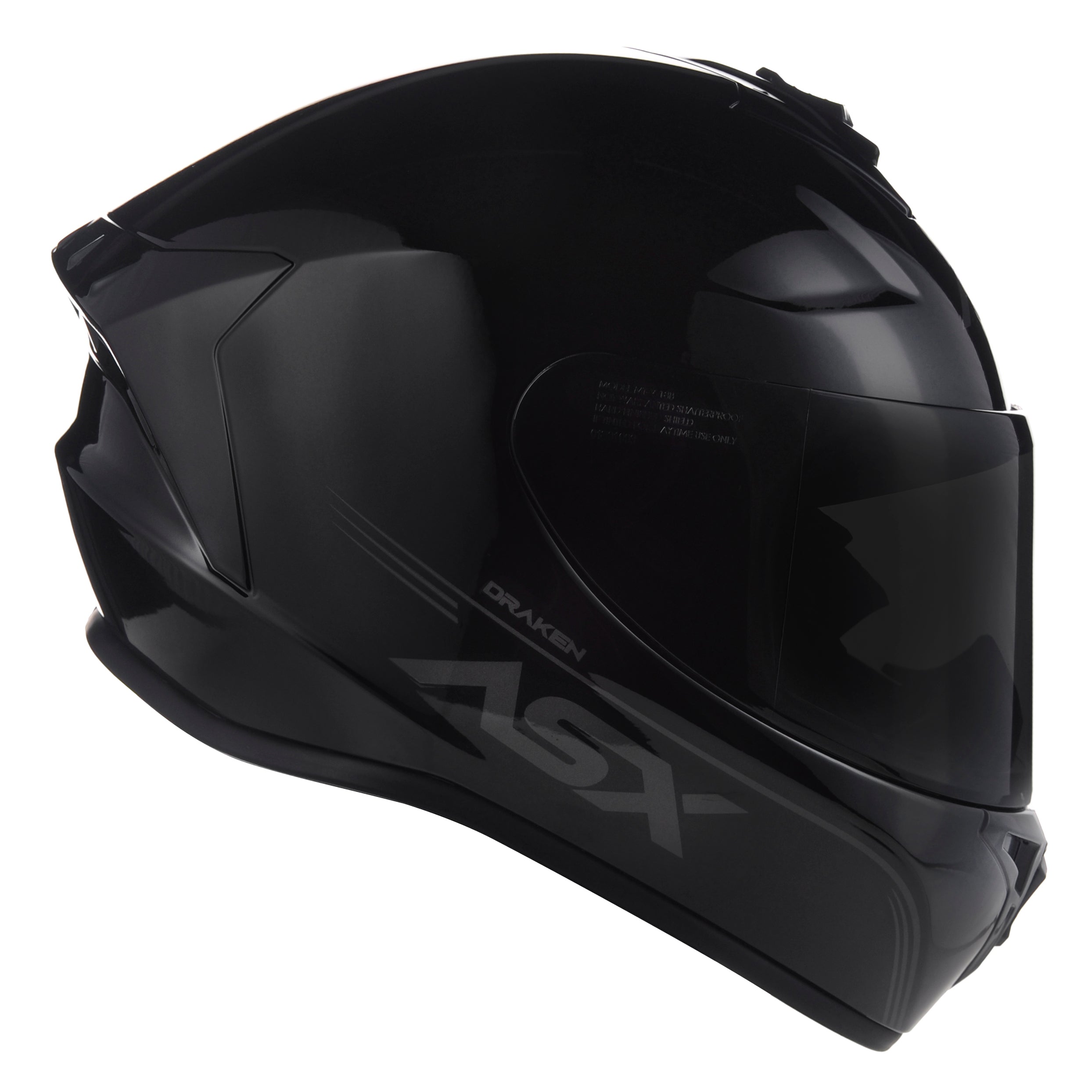Capacete Integral Esportivo Asx Draken Solid Preto Viseira Cristal