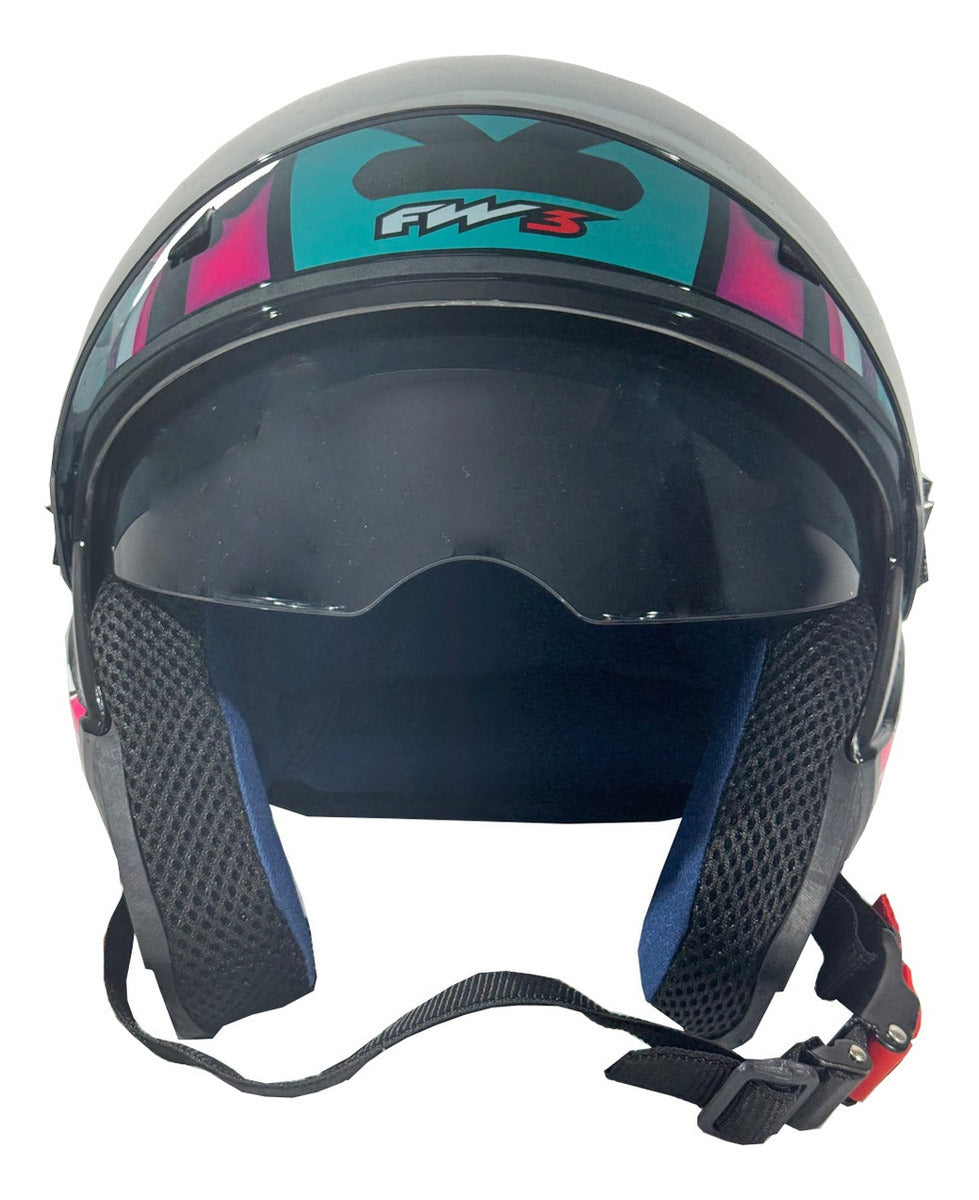 Capacete Aberto FW3 X Open UP Fox Com óculos escuro Interno