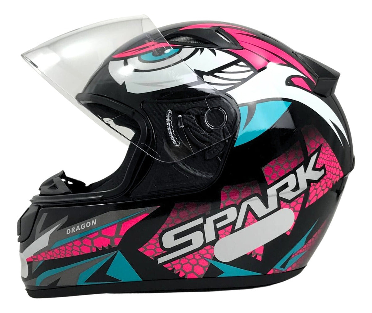 Capacete Para Moto Integral EBF New Spark Dragon Com viseira e Narigueira