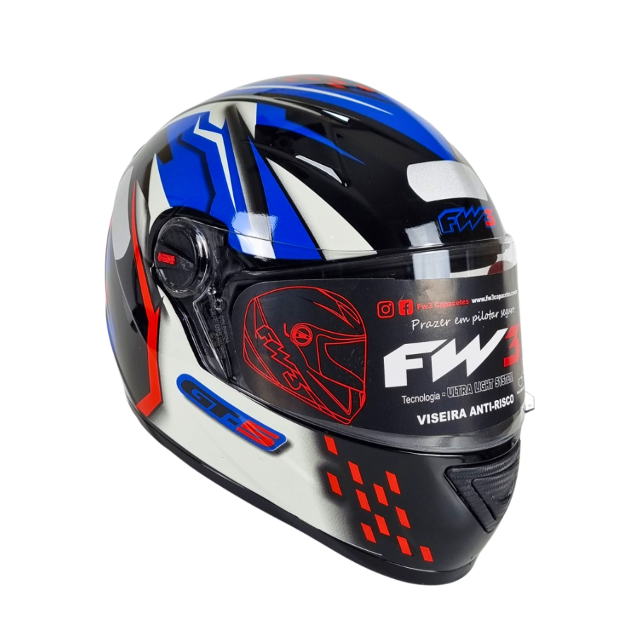 Capacete Fechado FW3 GT5 com Viseira e Narigueira