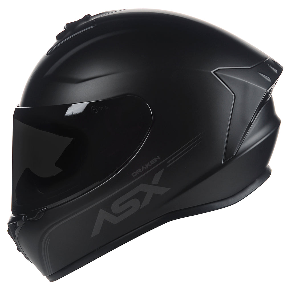Capacete Integral Esportivo Asx Draken Solid Preto Viseira Cristal