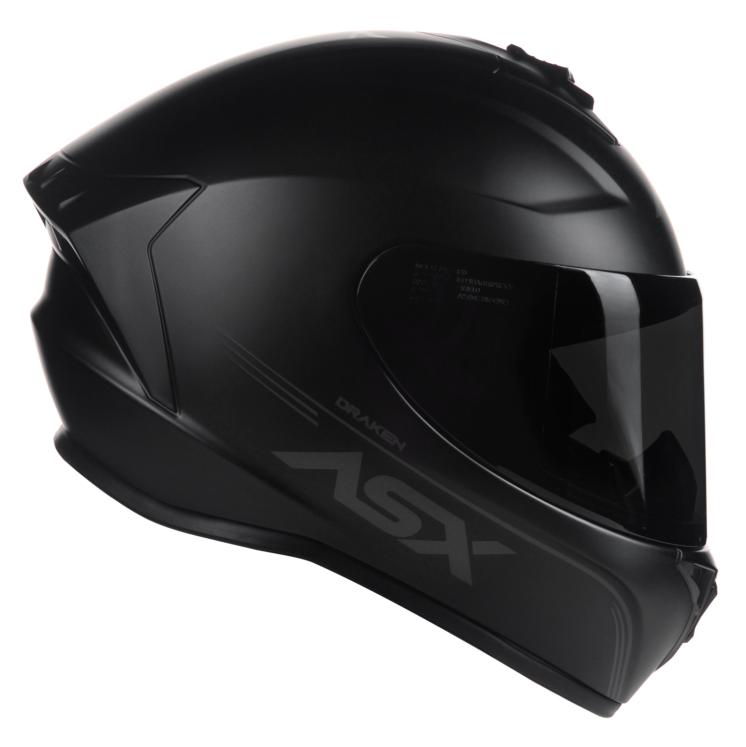 Capacete Integral Esportivo Asx Draken Solid Preto Viseira Cristal