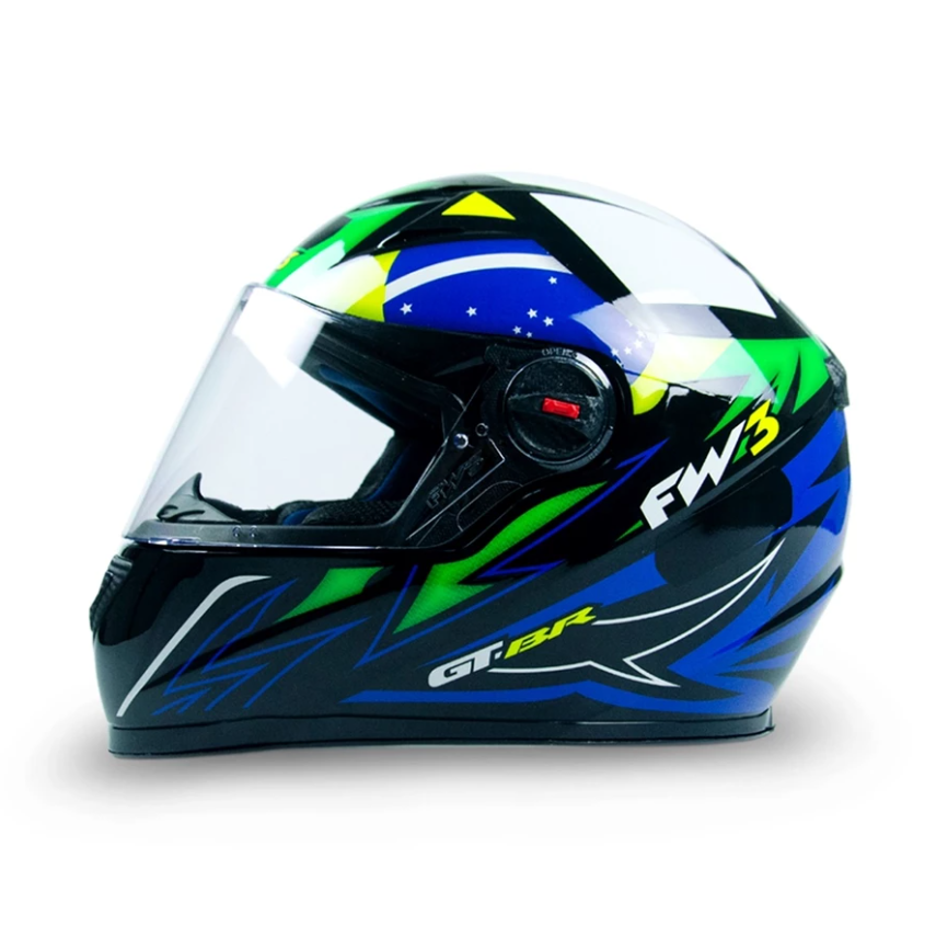 Capacete Fechado FW3 GTN BRASIL Viseira Cristal Preto Brilhante